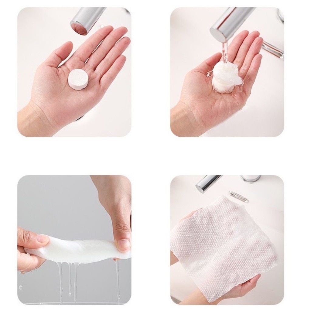 Khăn Giấy Nén Dạng Viên Kẹo Đỏ Khăn Lau Mặt Dùng 1 Lần Tiện Dụng (Kẹo Đỏ) A1132