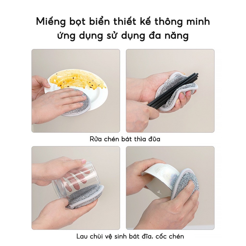 Giẻ Rửa Bát Sợi Kim Loại, Miếng Bọt Biển Cọ Rửa Xoong Nồi, Khăn Lưới Rửa Chén Dĩa A1632