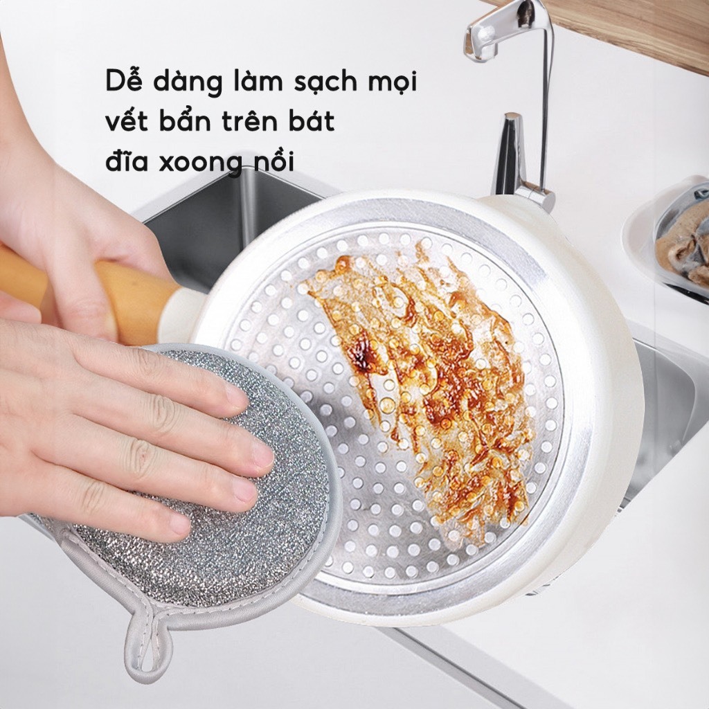 Giẻ Rửa Bát Sợi Kim Loại, Miếng Bọt Biển Cọ Rửa Xoong Nồi, Khăn Lưới Rửa Chén Dĩa A1632