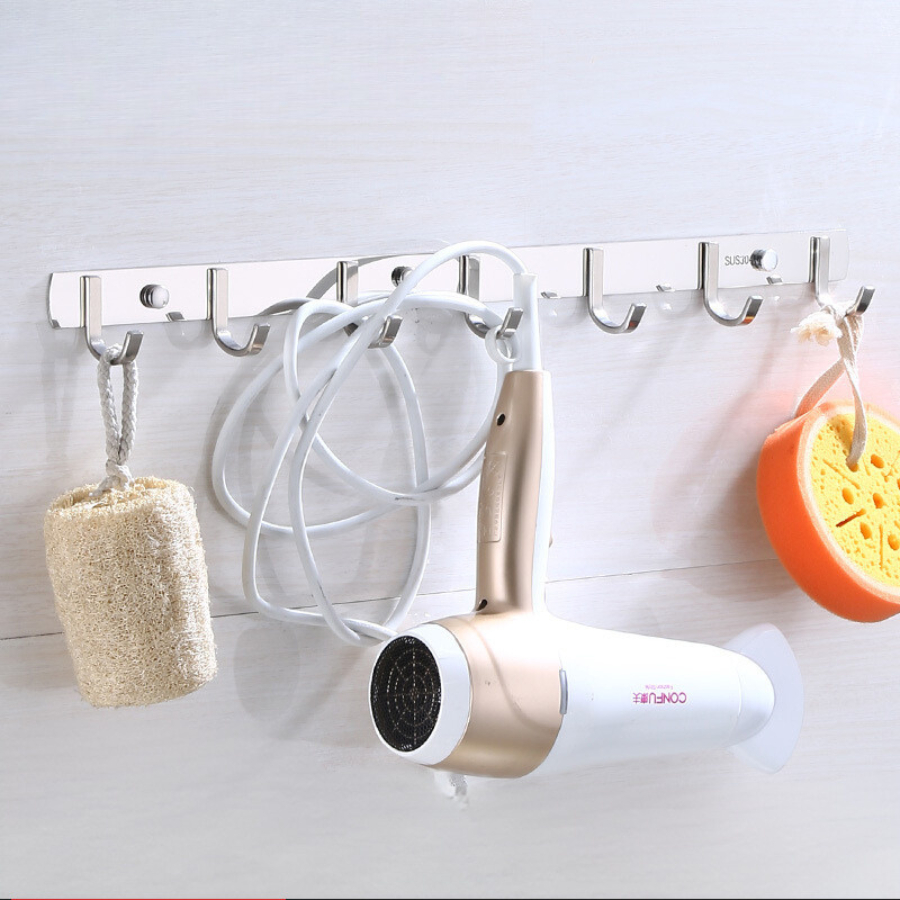 Thanh 6 Móc Kim Loại vít Tường Chắc Chắn Móc Treo Quần Áo Treo Khăn Nhà Tắm A4713