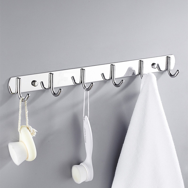 Thanh 6 Móc Kim Loại vít Tường Chắc Chắn Móc Treo Quần Áo Treo Khăn Nhà Tắm A4713