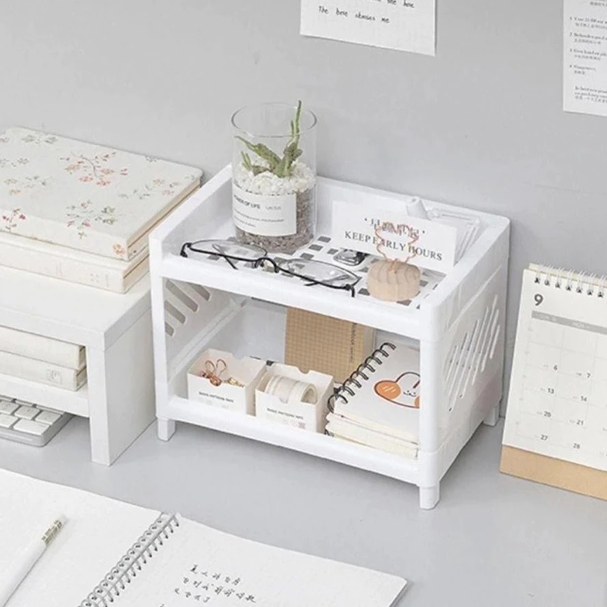 Kệ nhựa dung tích lớn decor đựng trang sức, mỹ phẩm, văn phòng phẩm phong cách Hàn Quốc A2643