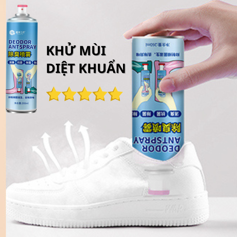 Bình Xịt Khử Mùi Giày 260ml Công Nghệ Bạc AG+, Chống Hôi Chân, Ngăn Mồ Hôi, Diệt Khuẩn, Hiệu Quả Đến 24h Hương Chanh (Xanh)-A2731