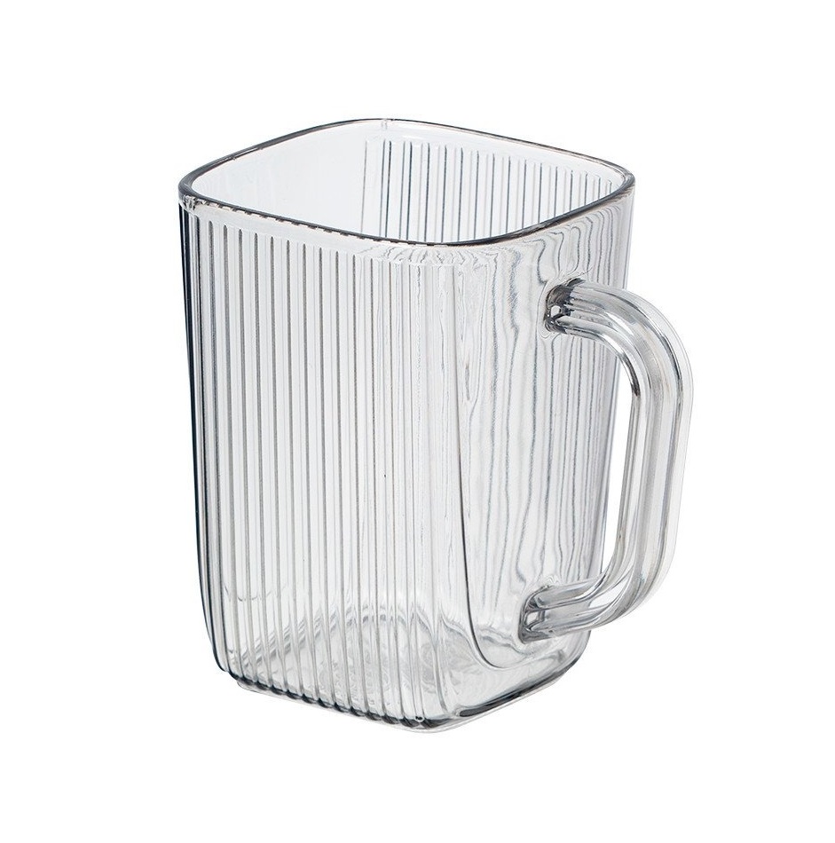 Cốc Nhựa Uống Nước Việt Nhật Dáng Vuông Sọc Tăm Trong Suổt 360ml A1532