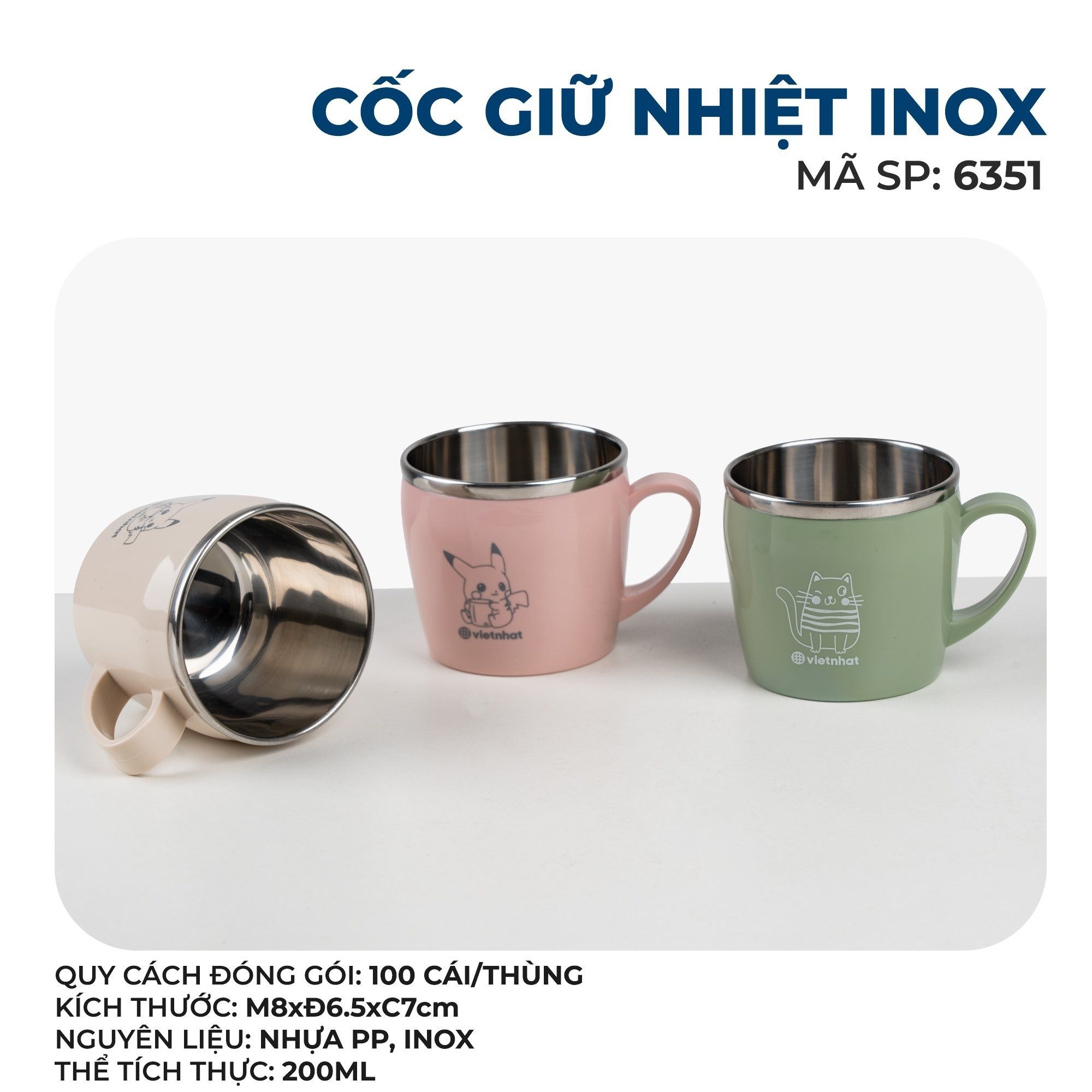 Cốc Inox Giữ Nhiệt 200ML Việt Nhật (6351) A1531