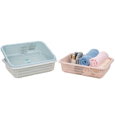 Rổ Nhựa Vuông Đốt Trúc Hokori, Khay nhựa chữ nhật đựng đồ dùng nhà tắm,nhà bếp (3536) A5151