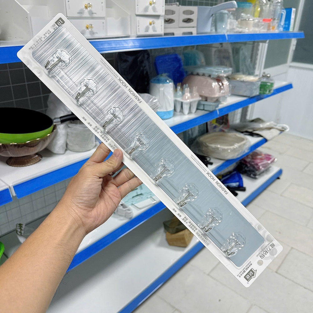 Thanh 8 Móc Dán Tường Hình Hoa Loại Lớn Dài 48CM Dán Tường Siêu Dính Chắc Chắn Không Cần Khoan Vít A4243