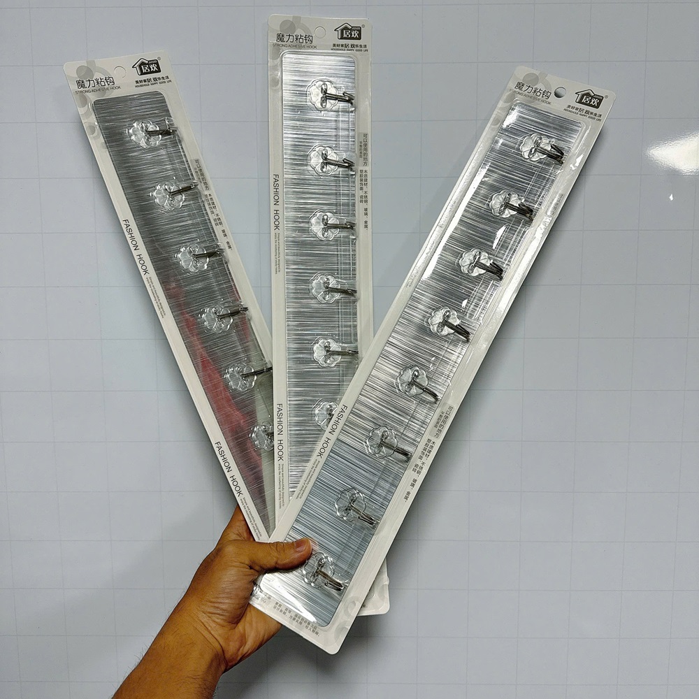 Thanh 8 Móc Dán Tường Hình Hoa Loại Lớn Dài 48CM Dán Tường Siêu Dính Chắc Chắn Không Cần Khoan Vít A4243