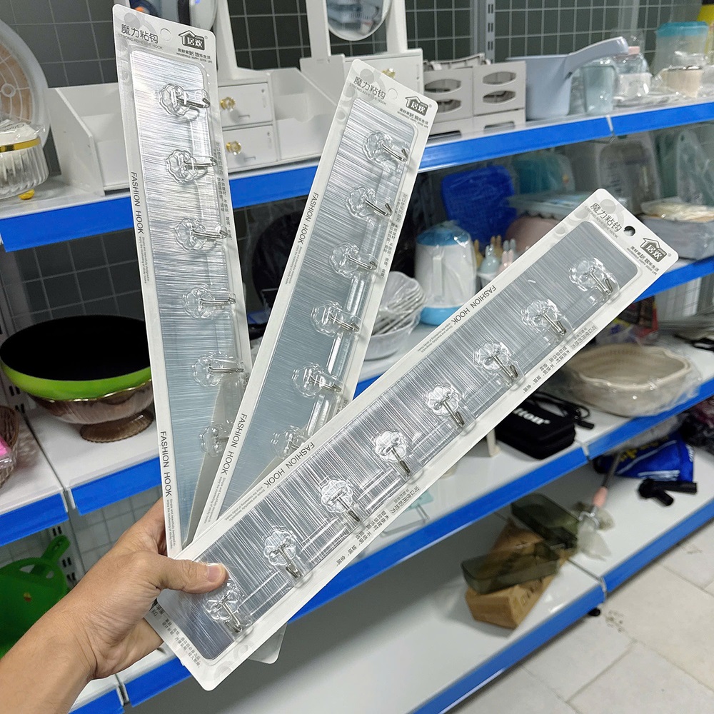 Thanh 8 Móc Dán Tường Hình Hoa Loại Lớn Dài 48CM Dán Tường Siêu Dính Chắc Chắn Không Cần Khoan Vít A4243