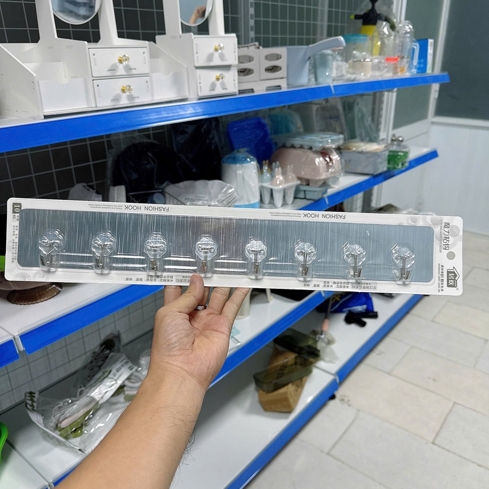 Thanh 8 Móc Dán Tường Hình Hoa Loại Lớn Dài 48CM Dán Tường Siêu Dính Chắc Chắn Không Cần Khoan Vít A4243