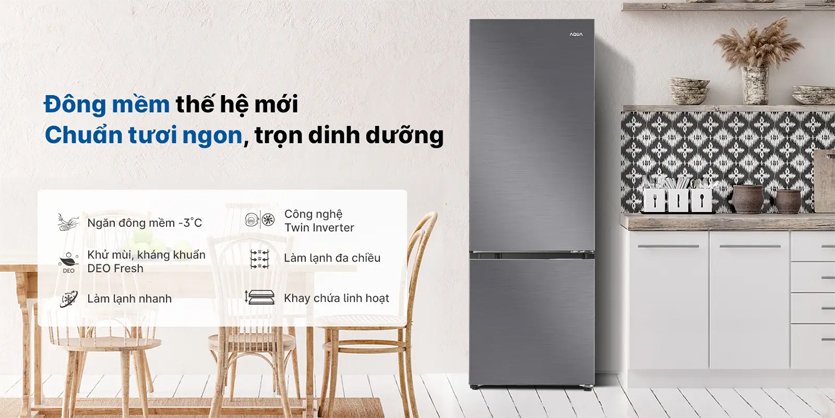 [2024] Tủ lạnh Aqua 2 cánh inverter 324 lít AQR-B390MA(HB)