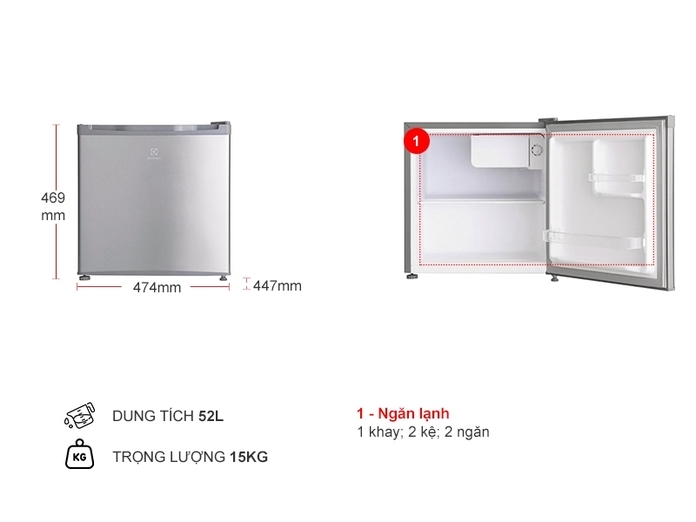 Tủ lạnh Electrolux 45 lít EUM0500SB