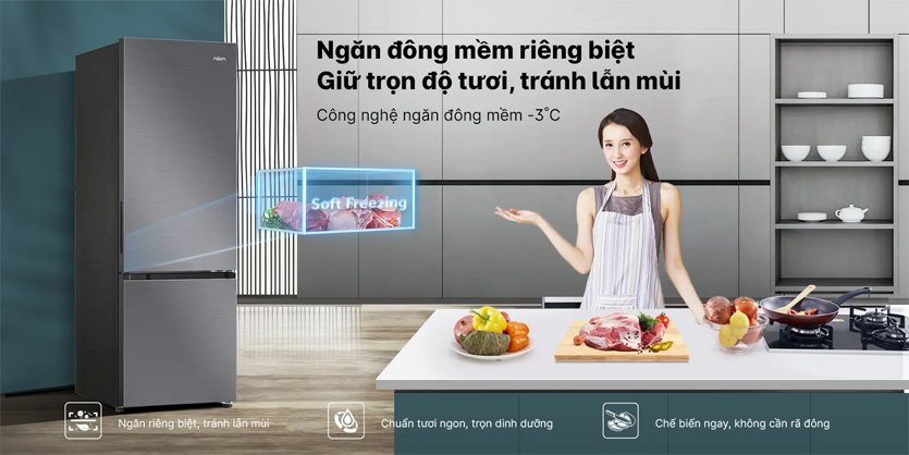 [2024] Tủ lạnh Aqua 2 cánh inverter 324 lít AQR-B390MA(HB)