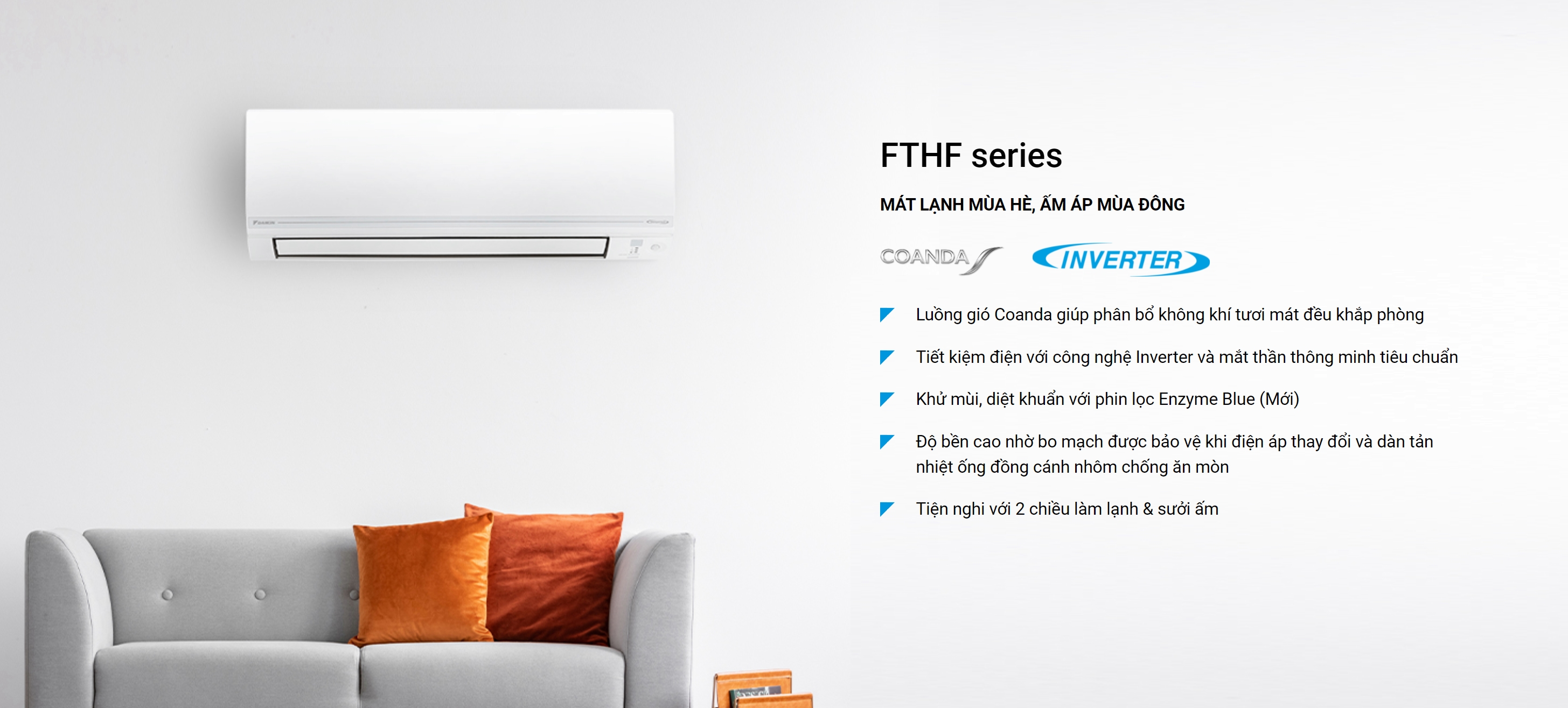 Điều hòa Daikin 2 chiều inverter 9000 btu FTHF25XVMV