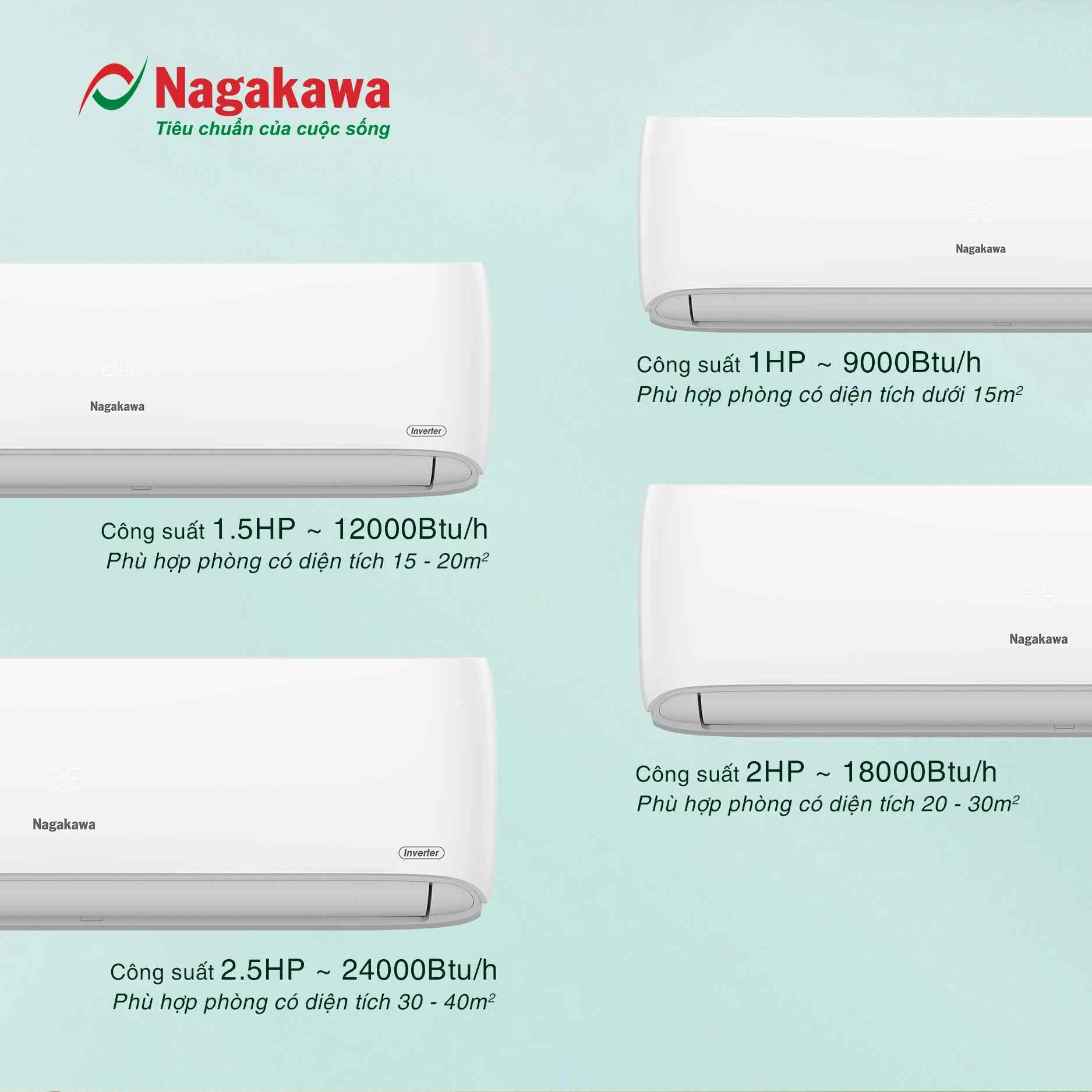 Điều hòa 2 chiều Nagakawa inverter 24000 btu NIS-A24R2H11