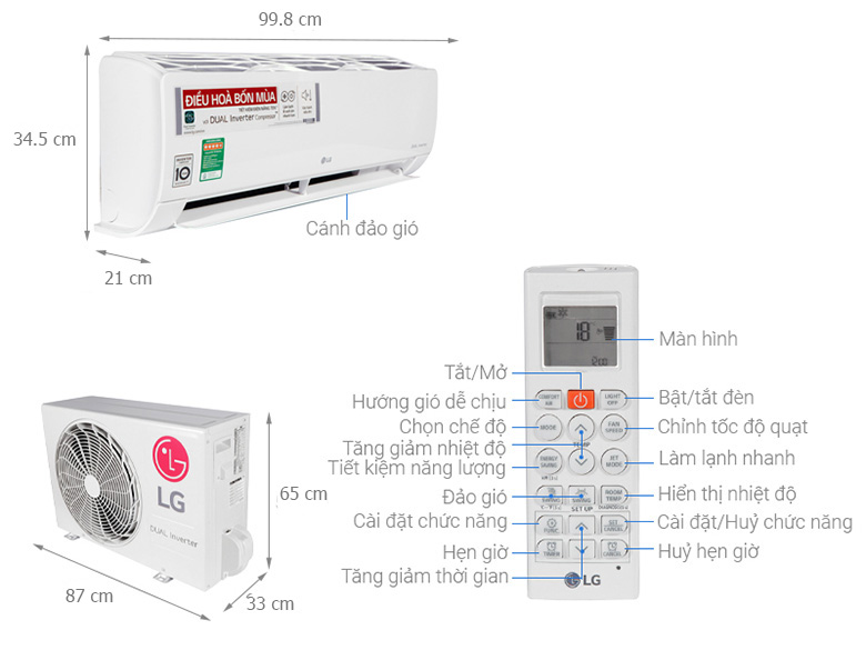 Điều hòa LG 2 chiều Inverter 18000BTU B18END - thiết kế chi tiết