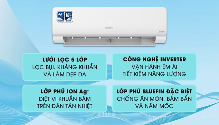 Điều hòa Nagakawa 24000BTU 1 chiều inverter NIS-C24R2H10