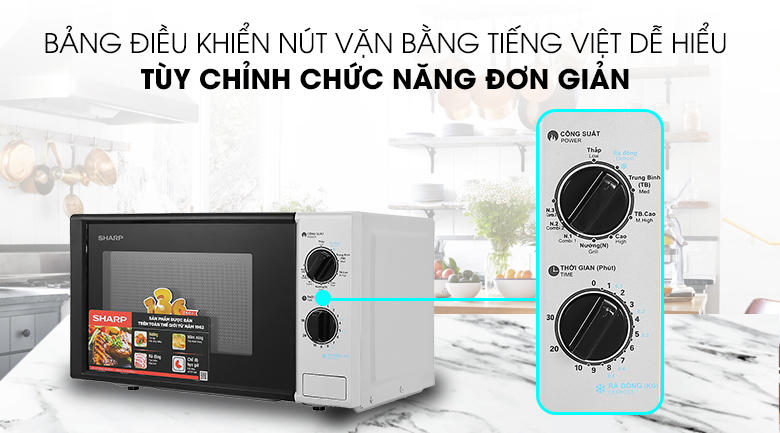 Lò vi sóng Sharp có nướng 20 lít R-G225VN-BK giá rẻ