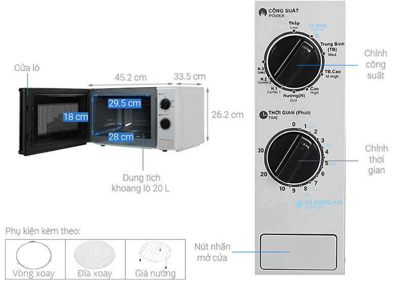 Lò vi sóng Sharp có nướng 20 lít R-G225VN-BK giá rẻ