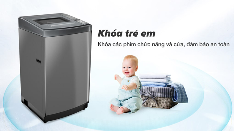 Máy giặt Aqua 8 kg AQW-KS80GT S lồng đứng có khỏa an toàn