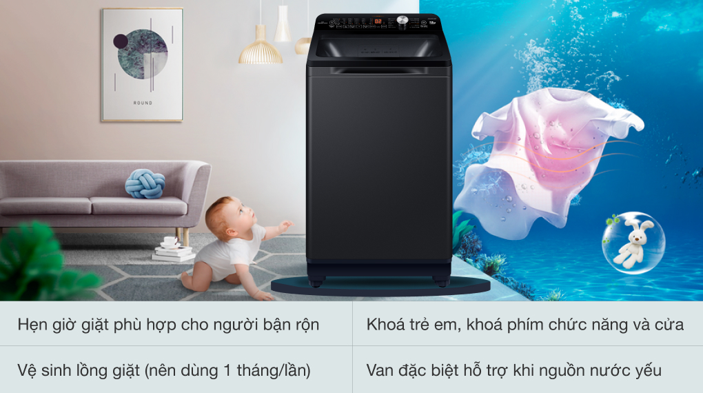 Máy giặt lồng đứng Aqua 10 kg AQW-DR101GT BK giá rẻ