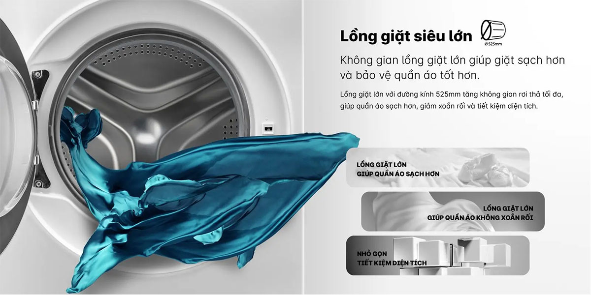 Máy giặt lồng ngang Aqua inverter 11 kg AQD-DDW1100J.BK