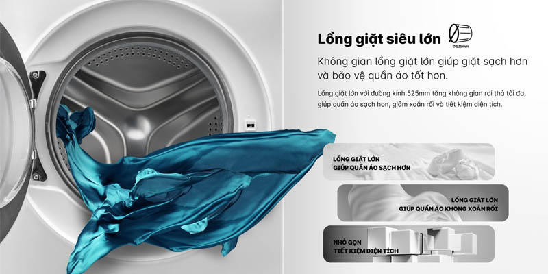 Máy giặt Aqua lồng ngang inverter 11 kg AQD- D1103G.BK