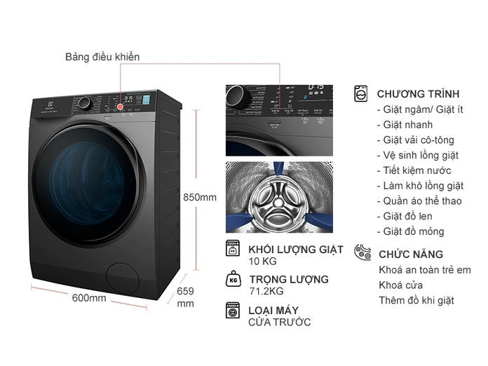 Máy giặt Electrolux Inverter 10 kg EWF1024P5SB