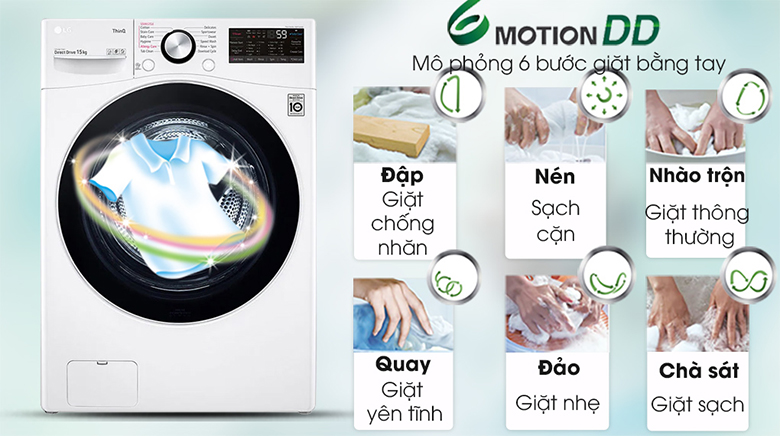 Máy giặt LG AI DD 15 Kg F2515STGW lồng ngang