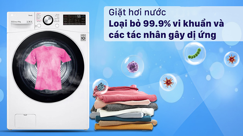 Máy giặt LG AI DD 15 Kg F2515STGW lồng ngang