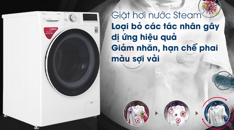 Máy giặt LG AI DD 8.5 kg FV1408S4W lồng ngang