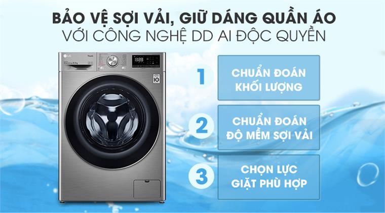 Máy giặt lồng ngang thông minh LG AI DD 8,5 kg FV1408S4V