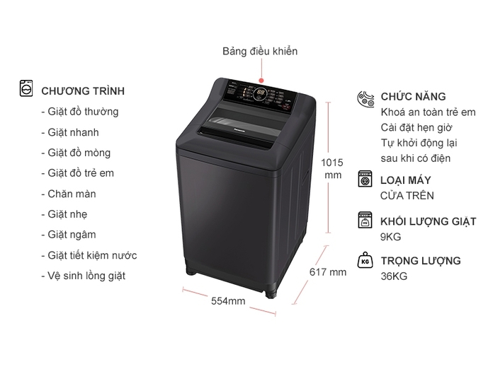 Máy giặt Panasonic 9 kg NA-F90A4BRV
