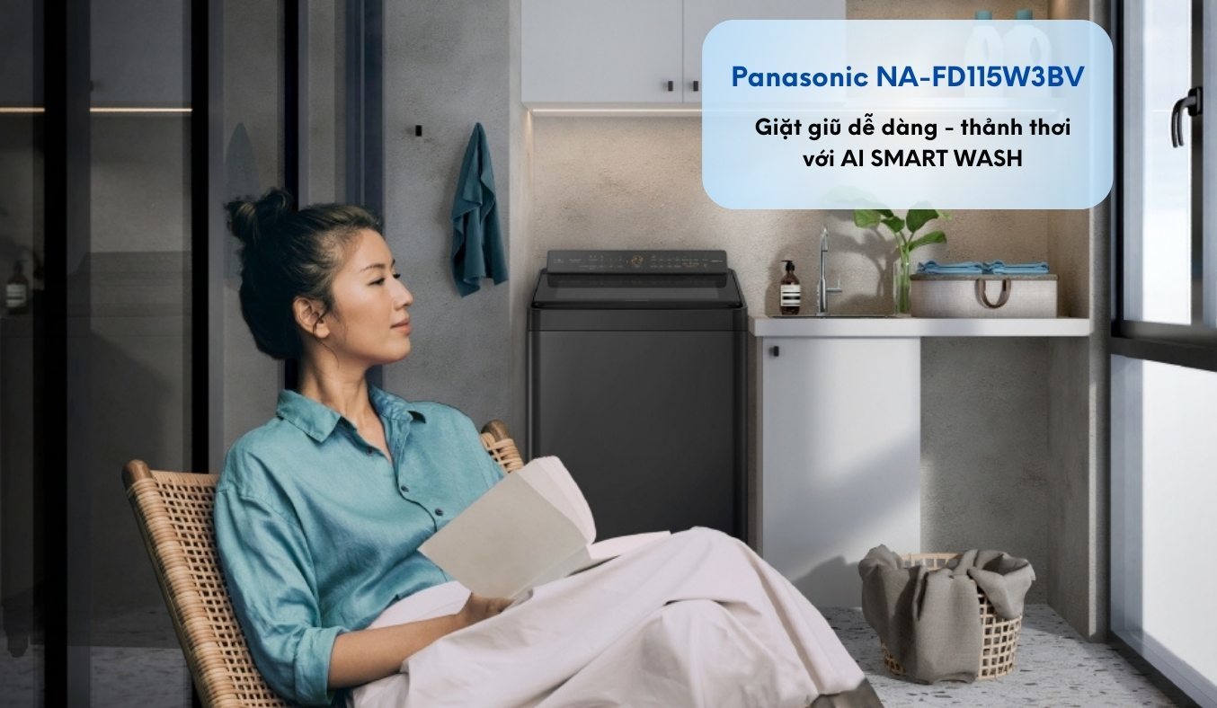 Máy giặt Panasonic lồng đứng inverter 11.5 kg NA-FD115W3BV 2023