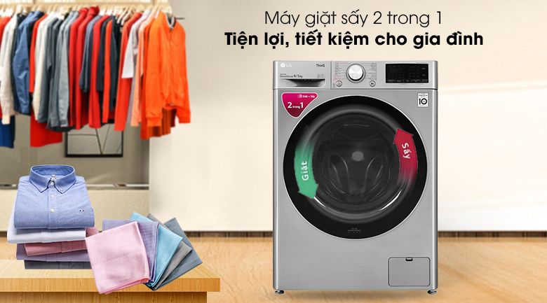 Máy giặt sấy LG AI DD 9 kg FV1409G4V lồng ngang