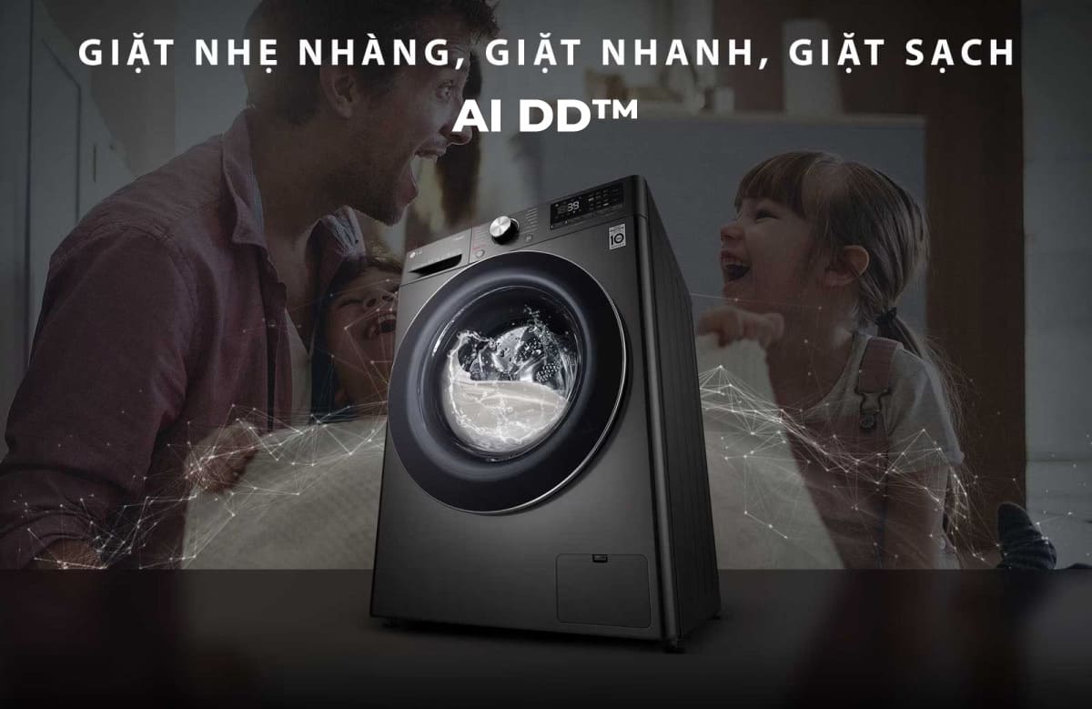 Máy giặt sấy LG AI DD inverter giặt 14 kg - sấy 8 kg FV1414H3BA 2023