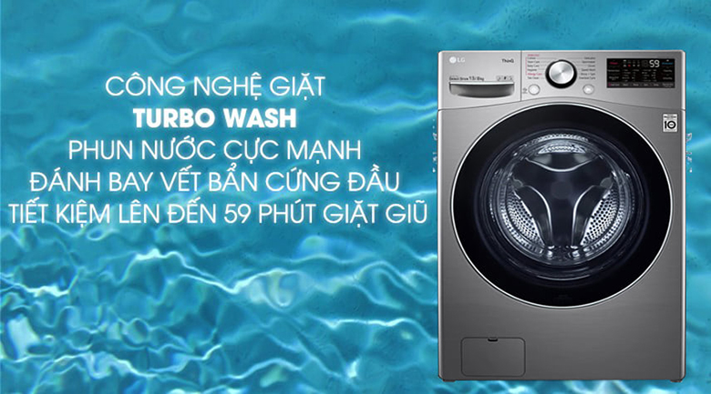 Máy giặt sấy lồng ngang LG Inverter 13 kg FV1413H3BA công nghệ giặt Turbo Wash