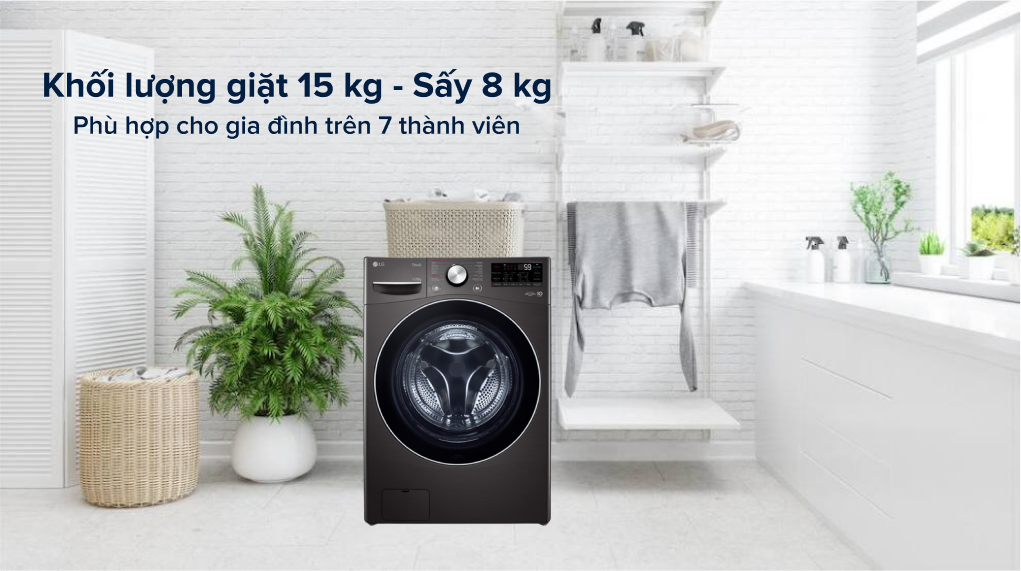 Máy giặt sấy LG inverter 15 kg F2515RTGB model 2022