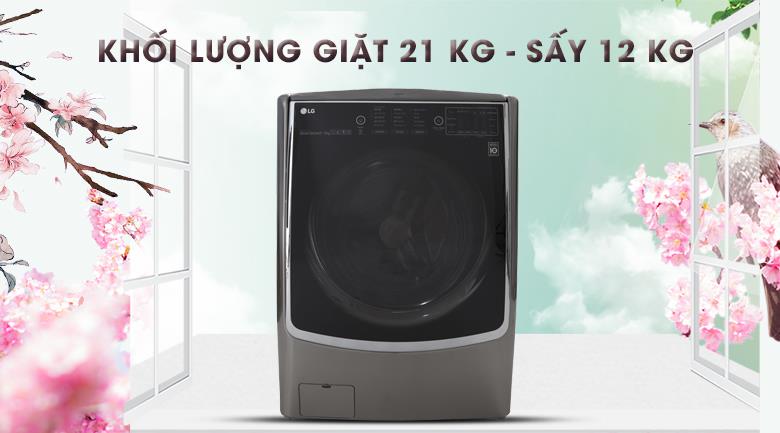 Máy giặt sấy LG Inverter lồng ngang 21kg/12kg F2721HTTV Inverter Direct Drive