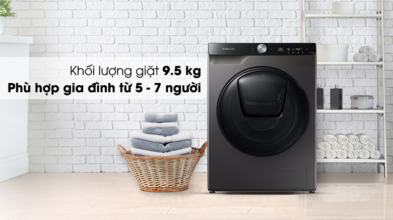 Máy giặt sấy Samsung Addwash Inverter 9.5 kg WD95T754DBX/SV lồng ngang