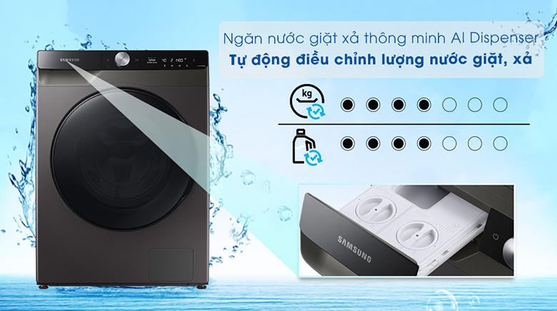 Máy giặt sấy Samsung AI Inverter 11 kg WD11T734DBX/SV lồng ngang