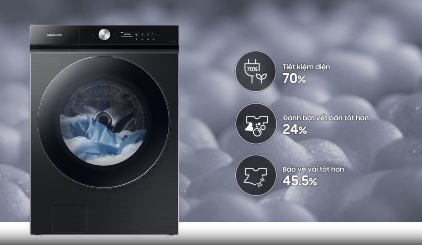 Máy giặt sấy lồng ngang Samsung inverter 21kg WD21B6400KV/SV 2023