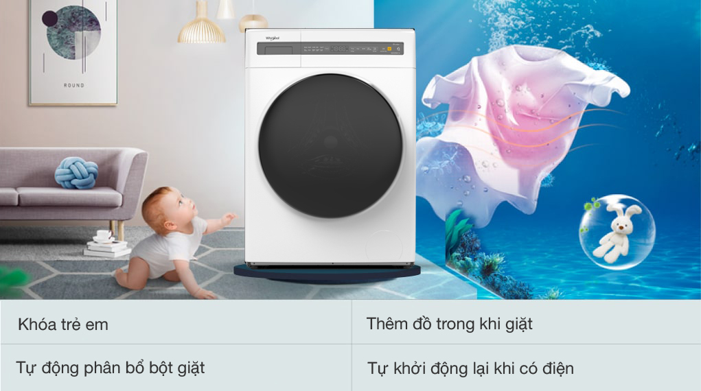 Máy giặt Whirlpool lồng ngang 9.0 kg FWEB9002FW 2022 giá rẻ