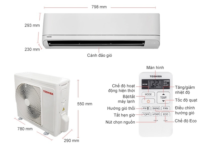 Điều hòa Toshiba 12000BTU 1 chiều RAS-H13U2KSG-V