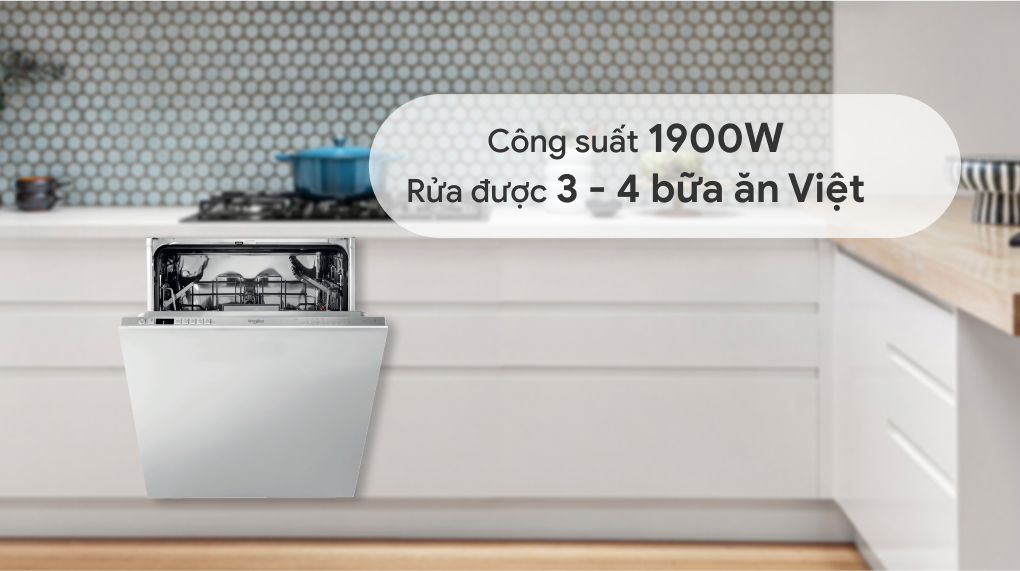 Máy rửa bát âm tủ Whirlpool WIO 3T133P 14 bộ 2022 giá rẻ