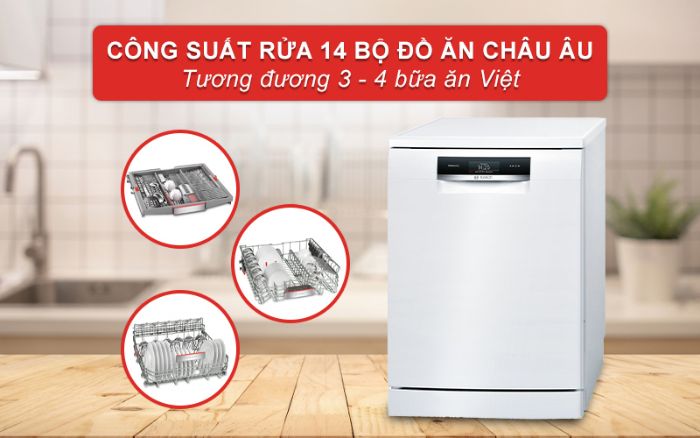 Máy rửa bát Bosch SMS88TW02M Dung Tích 14 Bộ series 8