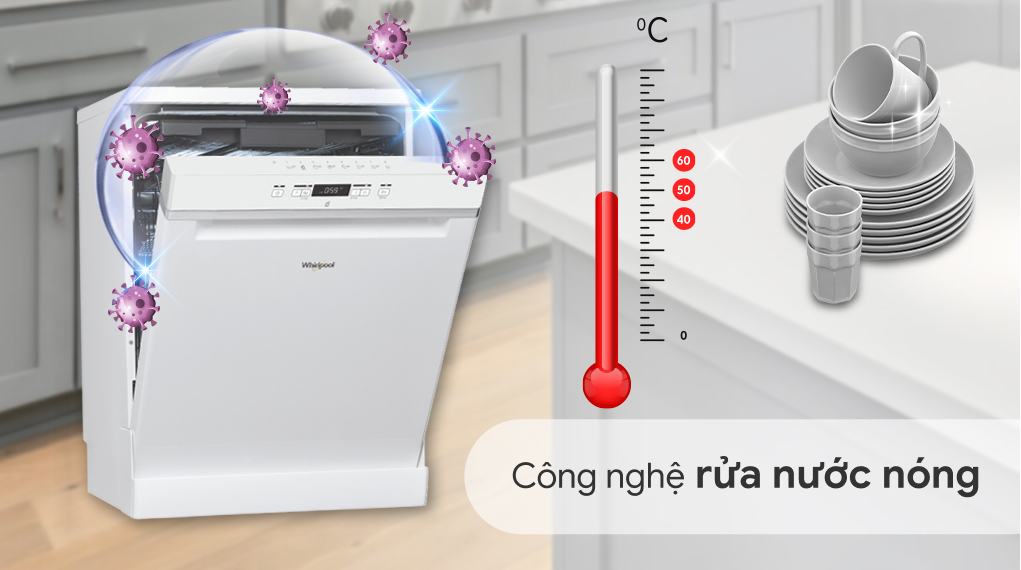 Máy rửa bát độc lập Whirlpool 14 bộ WFC 3C26P 2022 giá rẻ