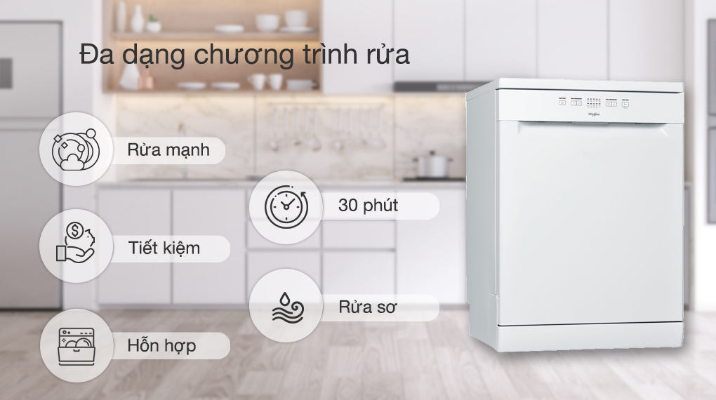 Máy rửa bát độc lập Whirlpool 13 bộ WFE2B19 2022 giá rẻ