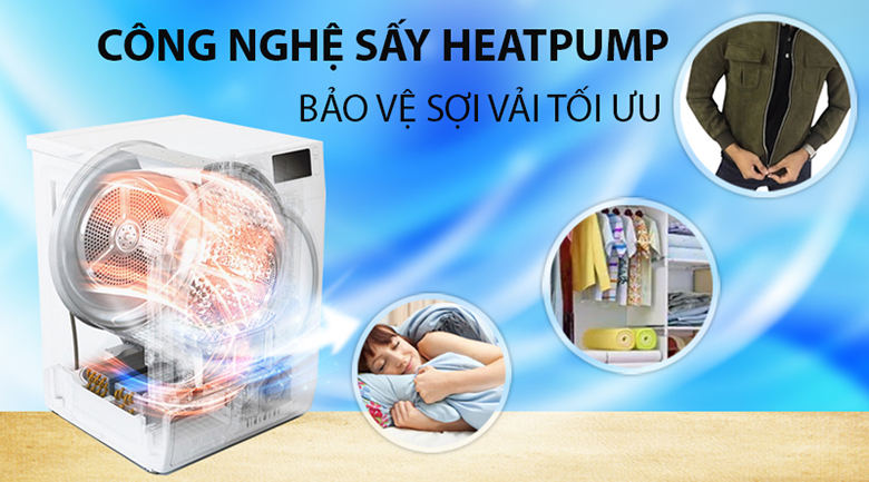 Máy sấy bơm nhiệt LG Inverter 9 Kg DVHP09W