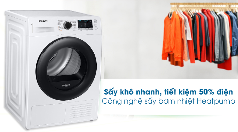 Máy sấy bơm nhiệt Samsung Inverter 9 kg DV90TA240AE/SV